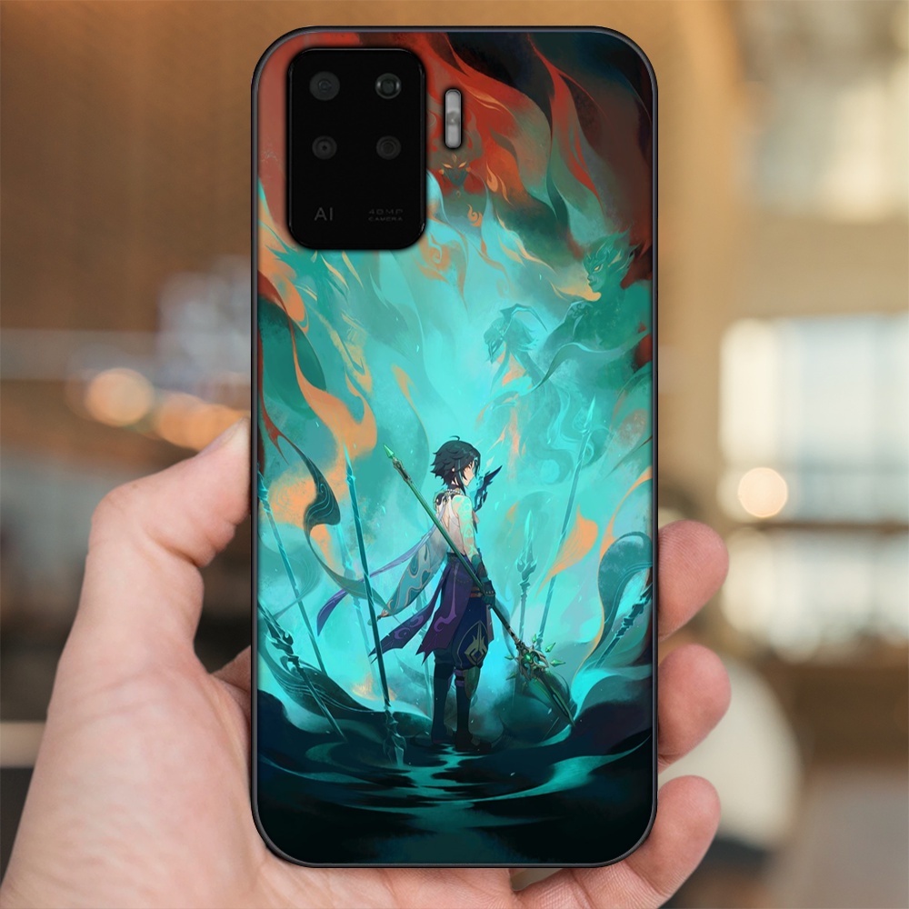 Ốp lưng Oppo A94 viền đen in hình Xiao Genshin Impact