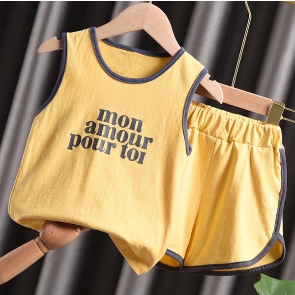 Bộ quần áo ba lỗ cho bé gái, bé trai chất cotton size đại đến 65kg set mùa hè Monamour