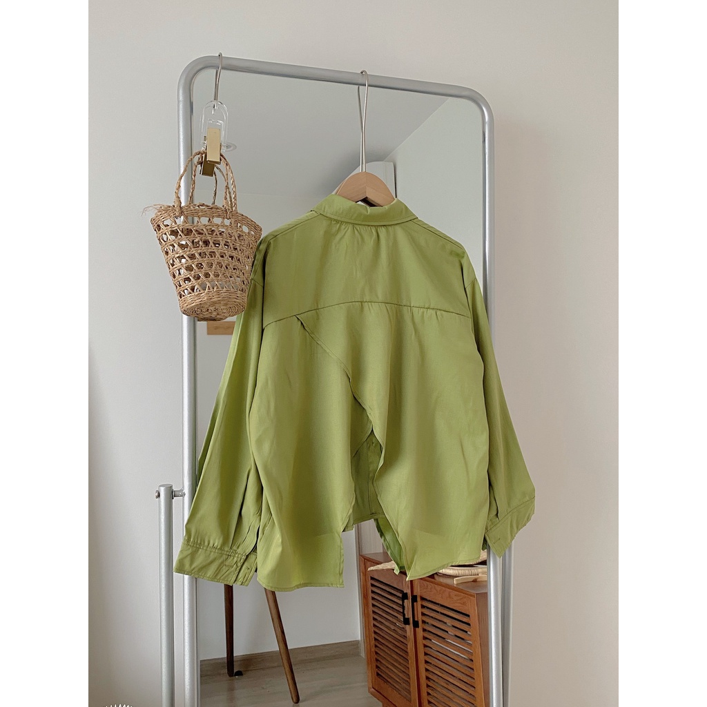 [Ảnh thật/Video] Áo sơ mi lụa hàn xẻ vạt sau lưng - 29feb.closet - A60