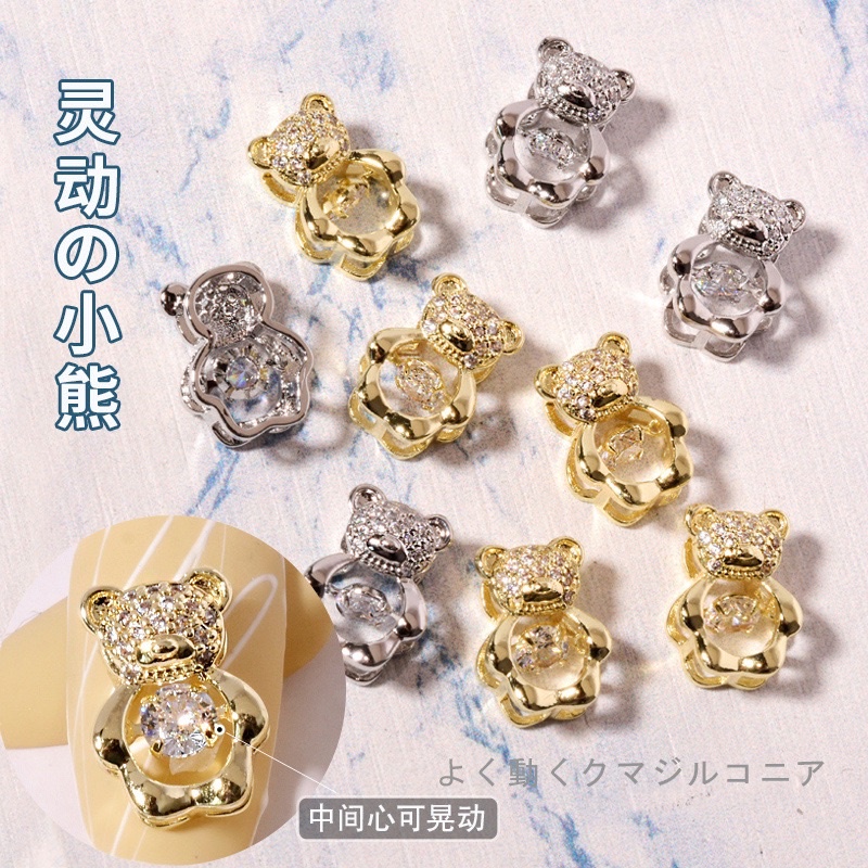 Charm gấu, cham gấu đá lúc lắc, cham nail mới nhất, phụ kiện nail