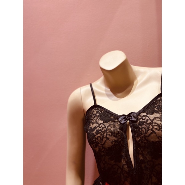 [Xuất Xịn] Playsuits Đồ Liền Thân Ngủ Chất Liệu Ren Xẻ Ngực Nơ Phi Lụa Thắt Eo Tôn Dáng Sexy S M L