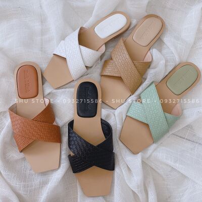 DÉP NỮ THỜI TRANG SIÊU XINH, DỄ THƯƠNG QUAI CHÉO Ô MŨI VUÔNG VN SHU STORE
