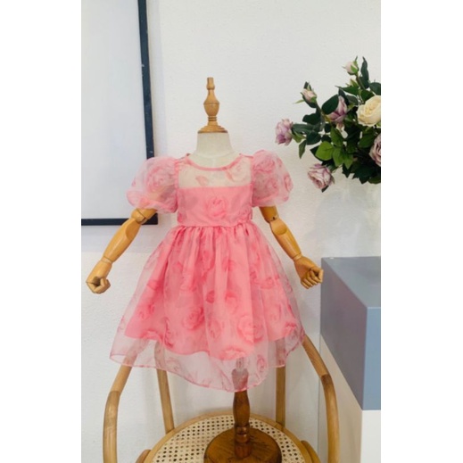 Đầm váy voan đi tiệc công chúa cao cấp haivanco mềm mại và thoáng mát cho bé gái 10 đến 45 kg đi học đi chơi đều đẹp