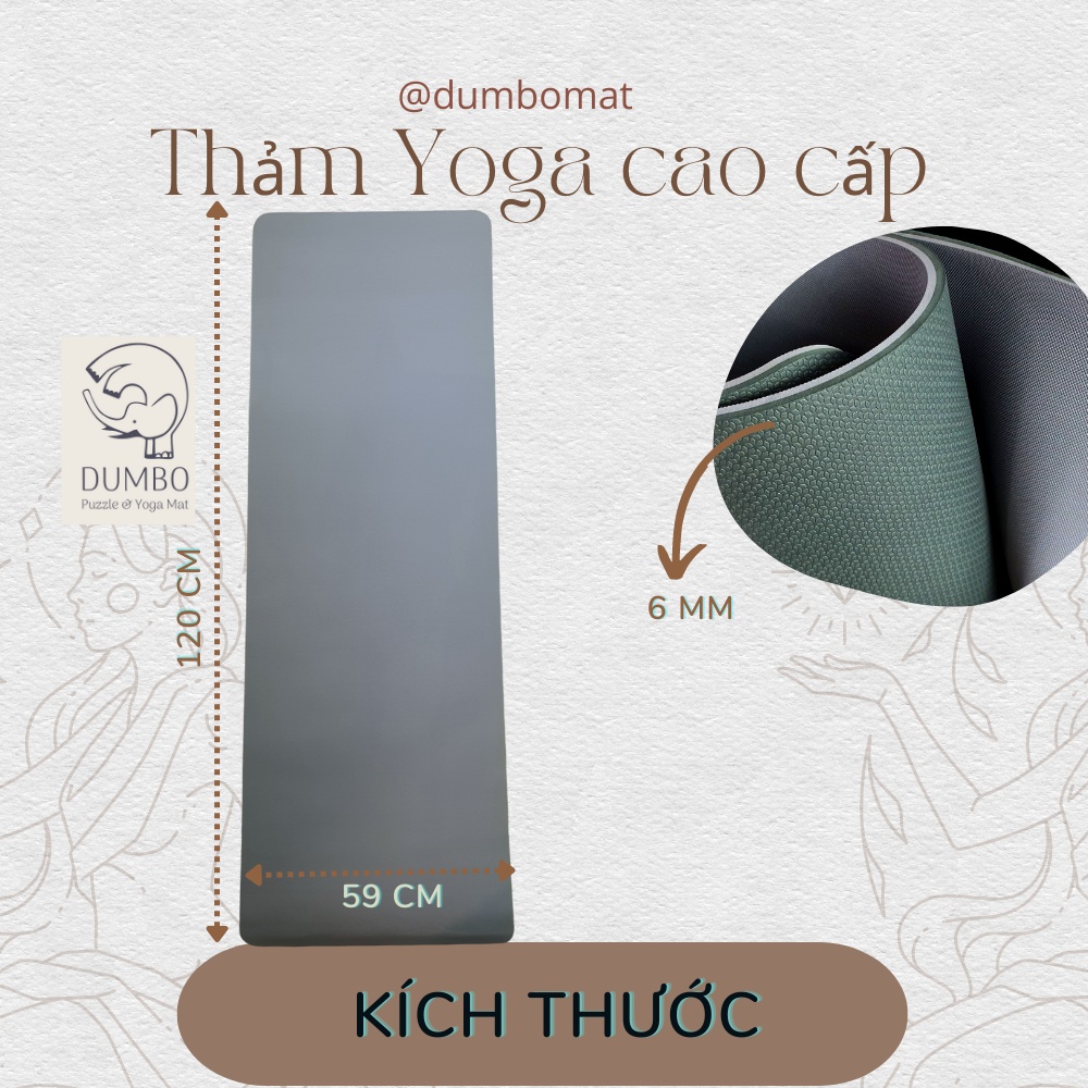 Thảm Tập Yoga Cho Trẻ Em DUMBO MAT [SX TẠI VN] TPE 6mm 1 lớp và 2 Lớp