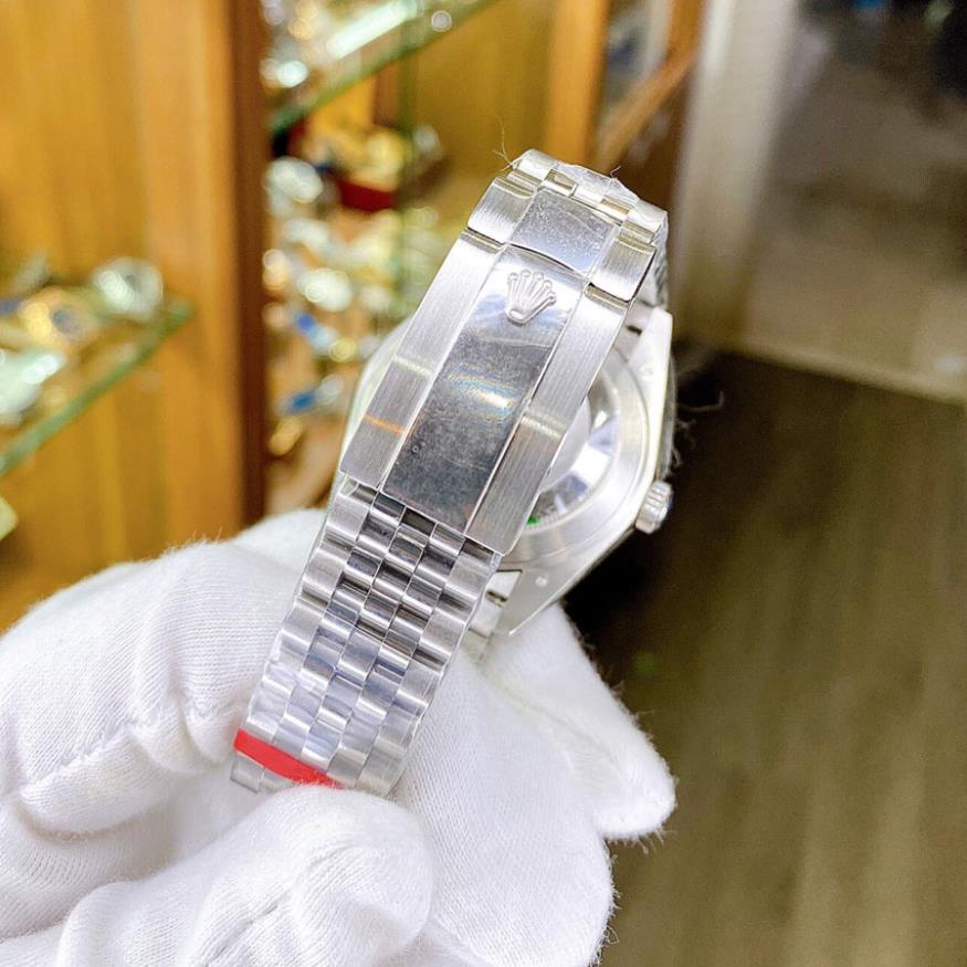 Đồng hồ Nam Rolex máy nhật, mẫu classic, mặt đen xám viền trắng dây kim loại, dòng cơ Automatic size 39mm-40mm