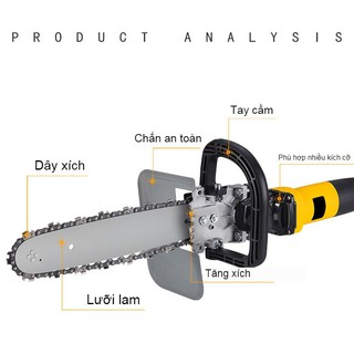 Bộ lưỡi cưa xích gắn máy mài, máy cắt cầm tay 11.5 inch cho máy M10 - M13 có hộp tra nhớt
