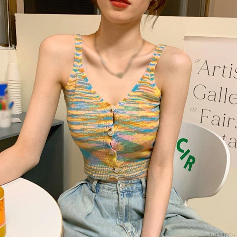 Áo Tank Top Dệt Kim Thiết Kế Quyến Rũ Cho Nữ