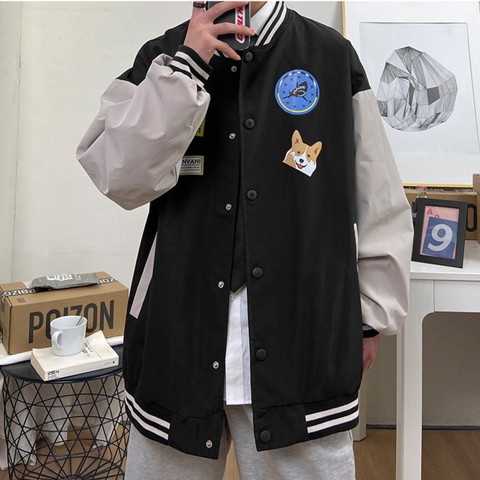 Áo Khoác Bóng Chày In Chữ Thời Trang Hàn Quốc Cho Nam