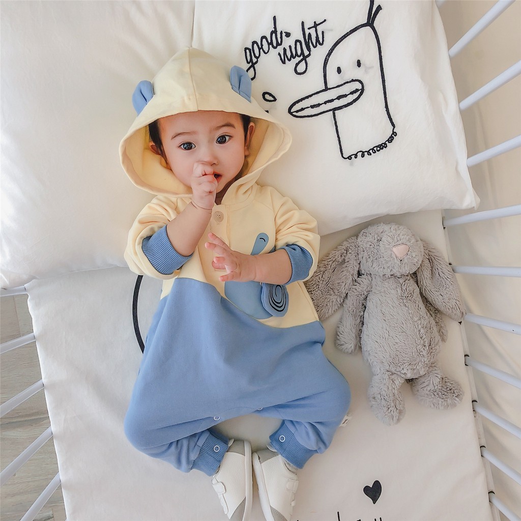 Bộ Body Dài Tay Mũ Liền Cho Bé Trai, Bé Gái Và Trẻ Sơ Sinh - [BDD7]