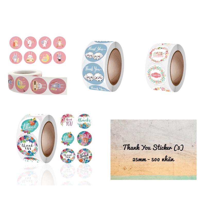 Cuộn 500 nhãn dán 25mm Thank you sticker
