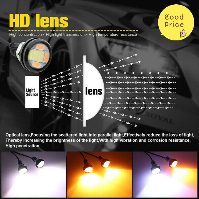 Super Bright Lens High Power Daytime Running Led 6smd Eye 4014 23mm Light 10pcs Eagle Car