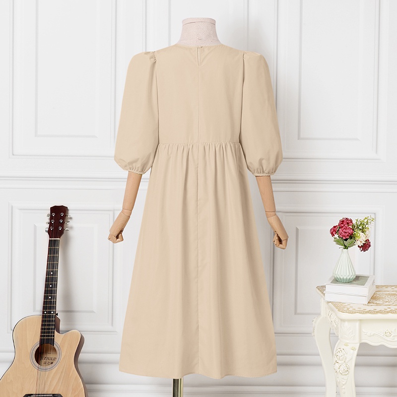Đầm Zanzea tay phồng cổ tròn nút cài sau lưng thời trang cho nữ