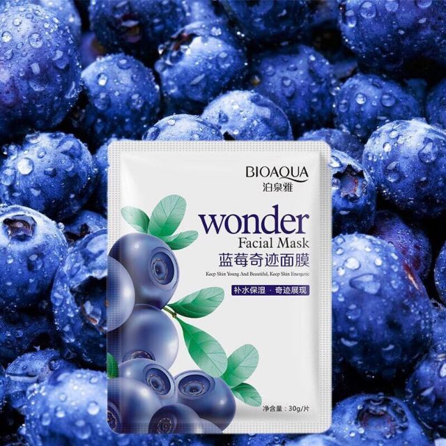 [RẺ VÔ ĐỊCH]Mặt nạ giấy dưỡng da mụn cấp ẩm thải độc việt quất Wonder Facial Mask BIOAQUA