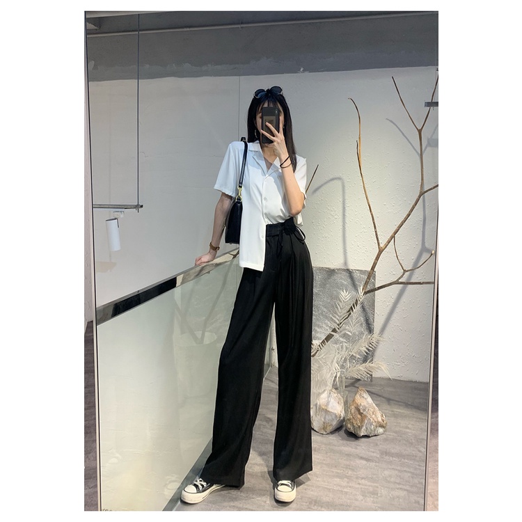 Quần Dài Ống Rộng Lưng Cao Thiết Kế Mới Thời Trang Mùa Hè Cho Nữ
