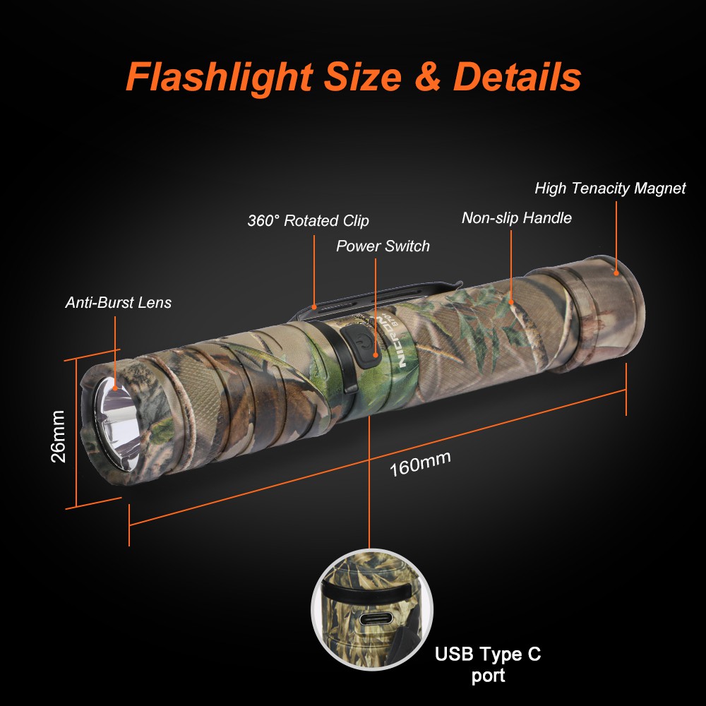 Đèn Pin Nicron B70 / B70plus 90 Độ Độ Sáng Cao 1200 Lumen Màu Đen