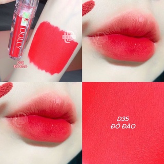 Son kem lì Dolly Diamond velvet màu Đỏ Đào siêu mềm mịn môi