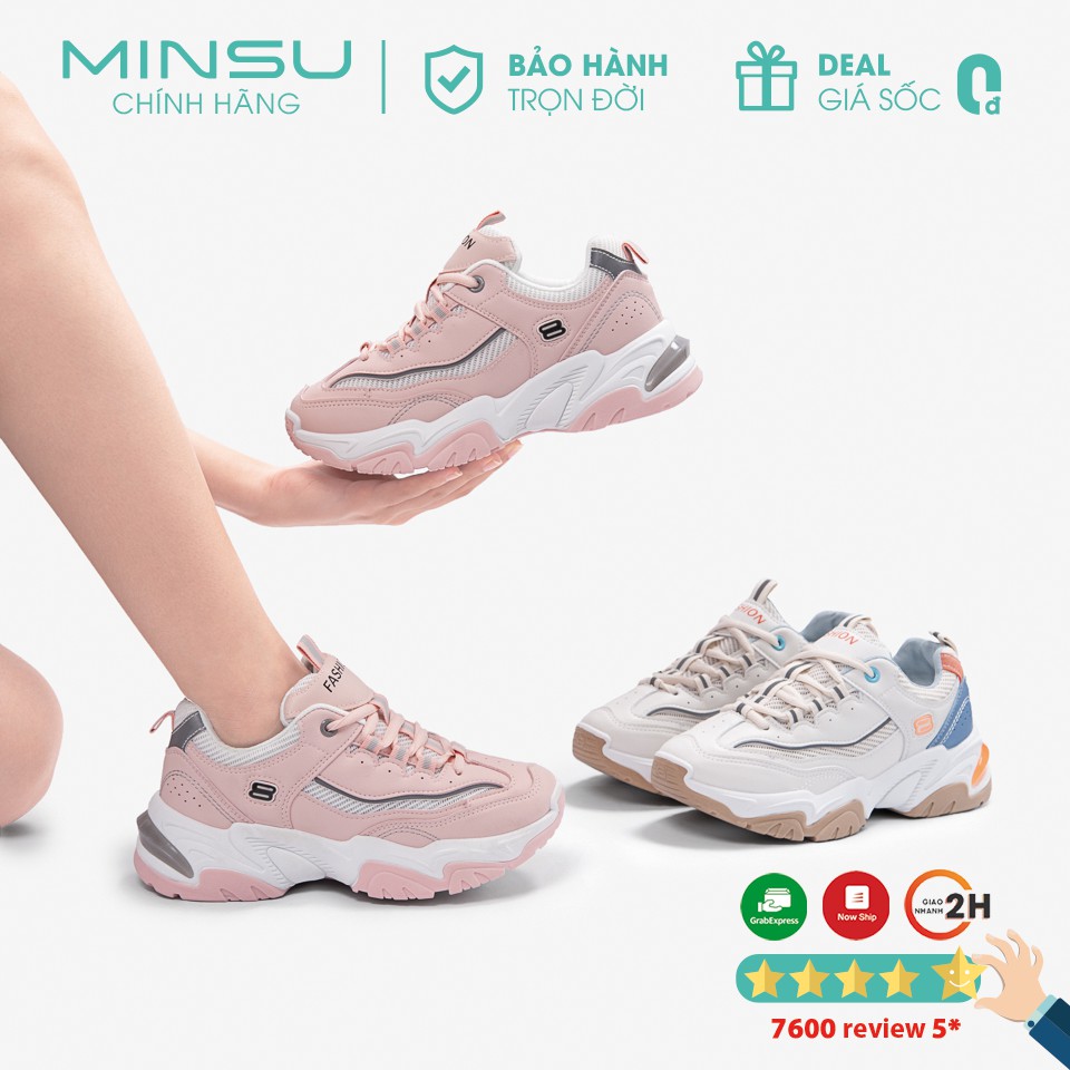 Giày Thể Thao Nữ Độn Đế MINSU Eight M4004, Giày Sneaker Bata Hàn Quốc Đế Độn Tăng Chiều Cao 5cm Phản Quang Cực Cool