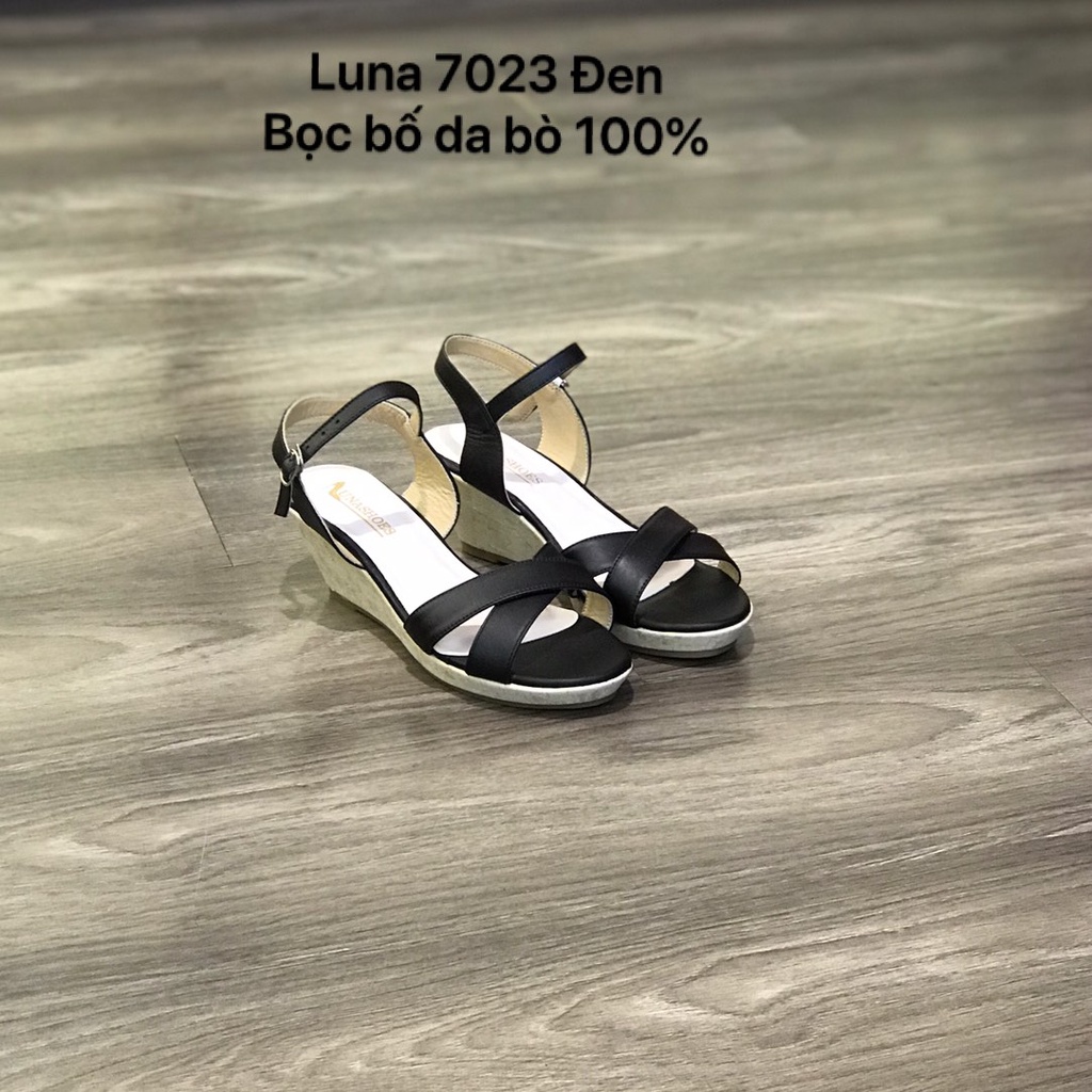 Sandal đế xuồng nữ 5p da bò mềm LUNASHOES 6004 bảo hành 2 năm ảnh thật chụp tại cửa hàng