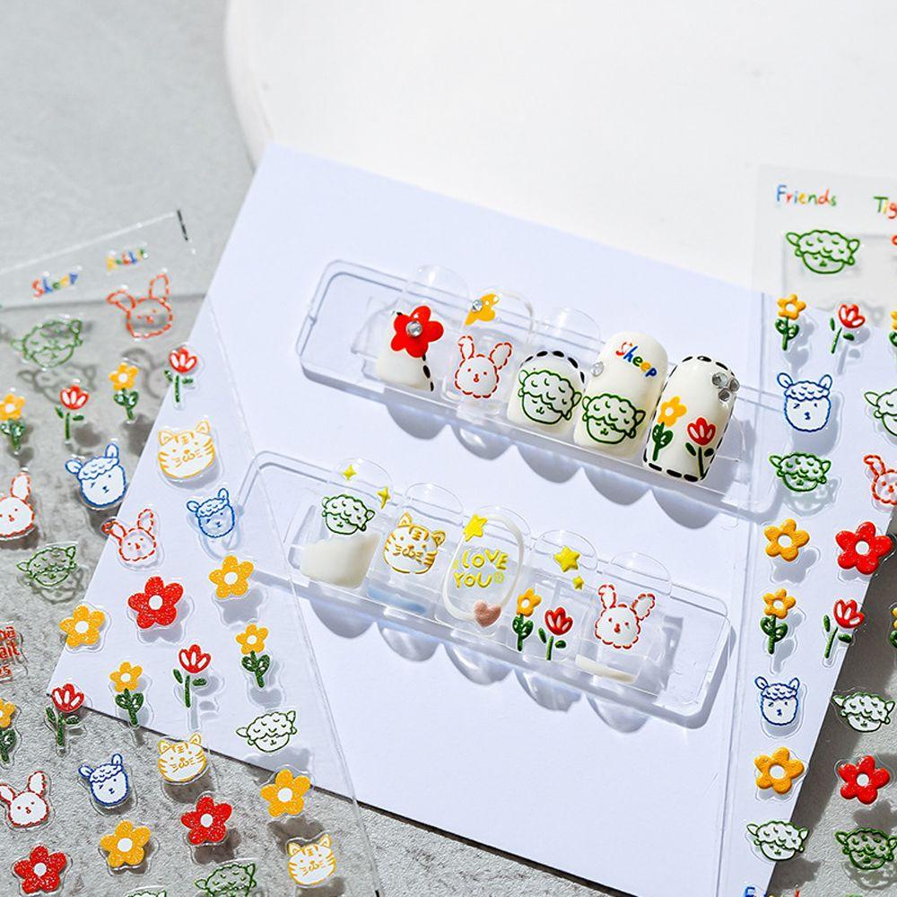 [Hàng mới về] Miếng dán trang trí móng 3D tự dính hình động vật dễ thương