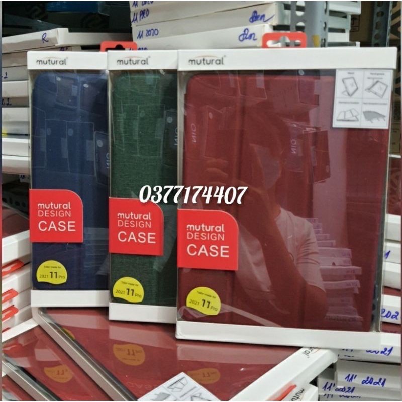 Bao da Vải Mutural cho iPad Pro 11 inch 2021 lưng kèm thoát nhiệt có khay để bút