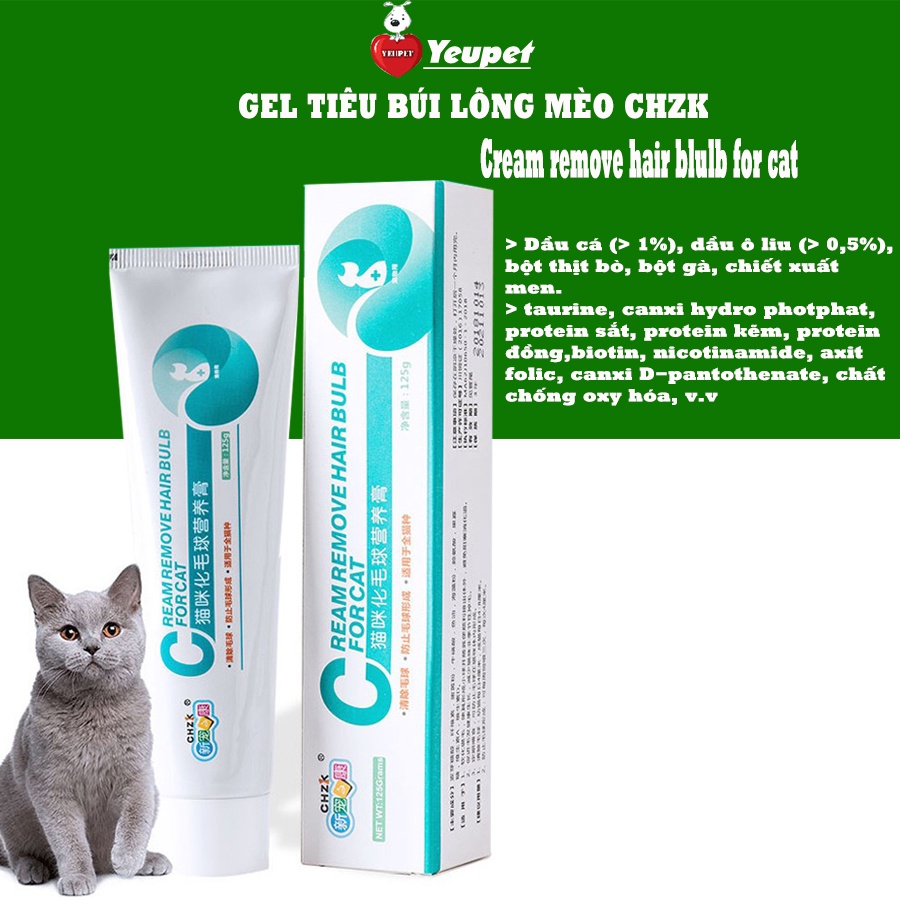 Gel dinh dưỡng cho chó mèo CHZK tuýp 125g giảm rụng lông, dưỡng lông và tiêu hóa tốt YEUPET CSP13