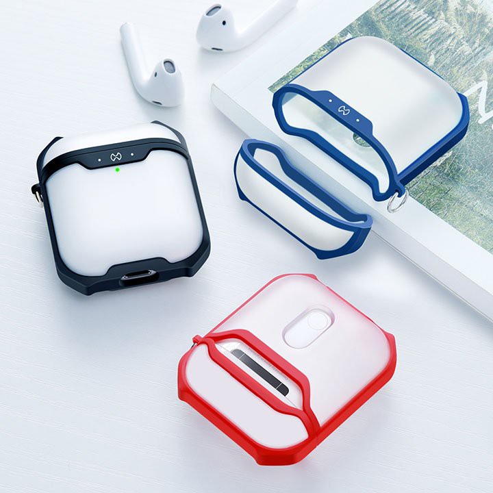 Vỏ Airpods XUNDD PC trong nhám, viền đen TPU dẻo 4 gốc chống sốc