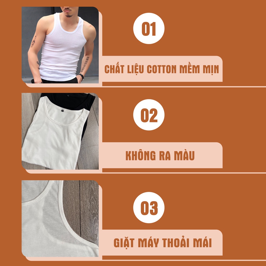 Áo ba lỗ nam thể thao sát nách co giãn thấm hút mồ hôi, chất liệu cotton siêu mát, đường may tỉ mỉ AUTOMAN A15