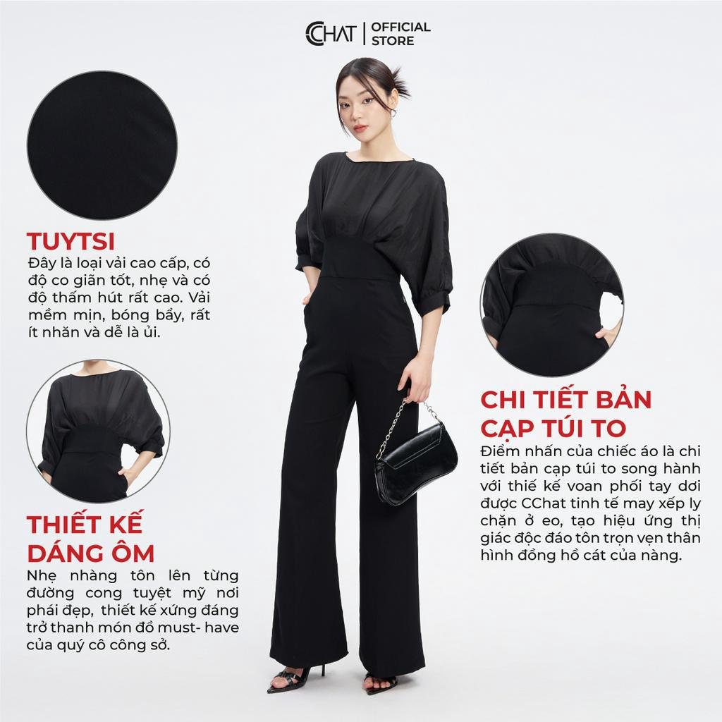 Jumpsuit Nữ 𝐂𝐂𝐇𝐀𝐓 Kiểu Phối Ly Thân Trước Chất Tuytsi Cao Cấp Mềm Mịn 53JDS8002ST