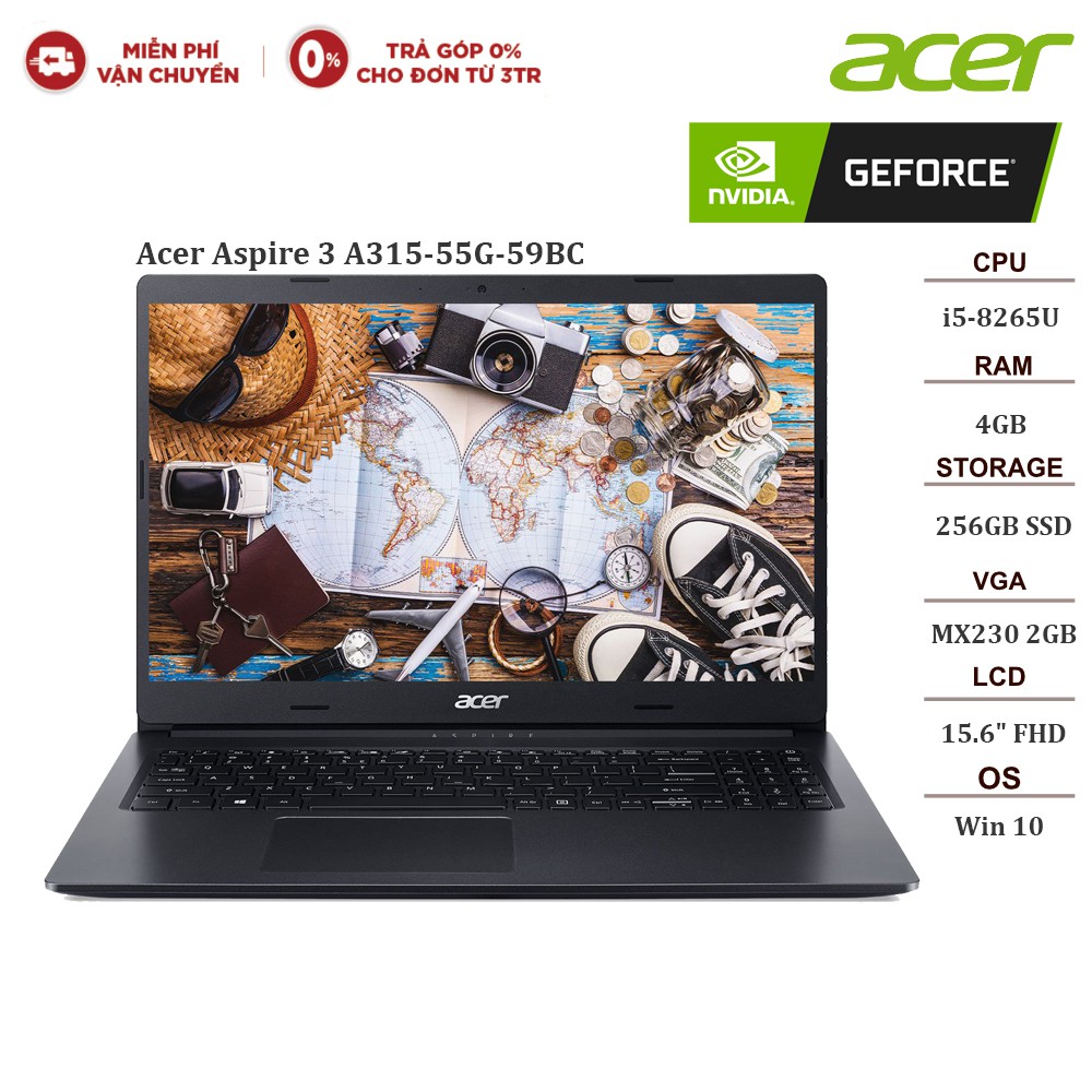 Laptop Acer Aspire 3 A315-55G-59BC i5-10210U | 4GB | 256GB | MX230 2GB | 14"FHD