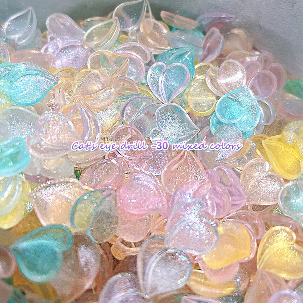 20 Charm pha lê mắt mèo trái tim trong suốt