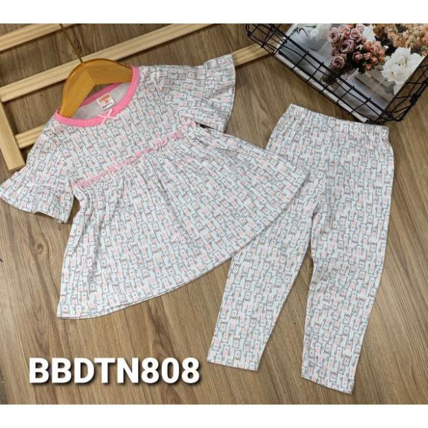 HOT Bộ babydoll tay búp ngắn quần dài thun borip xuất khẩu cho bé từ 11 đến 23kg - Bộ quần áo bé gái - FREESHIP