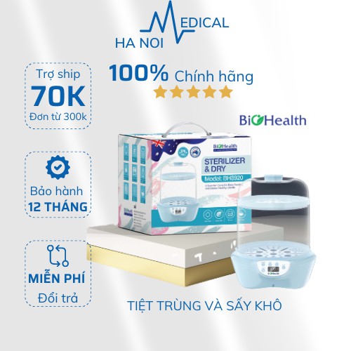 [MỚI NHẤT - CHÍNH HÃNG] Máy TIỆT TRÙNG và SẤY KHÔ bình sữa BioHealth BH8920 khử sạch vi khuẩn đến 99,99% BẢO HÀNH 1 NĂM