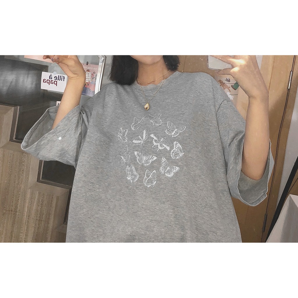 Áo phông tay lỡ unisex Butterfly 🔥TREND 2021🔥 Áo phông nữ form rộng đẹp màu đen xám Thời trang Ulzzang Quảng Châu | BigBuy360 - bigbuy360.vn