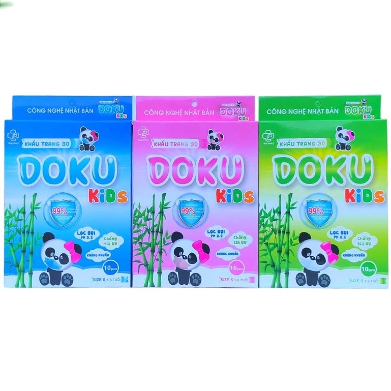 Khẩu trang 3D Doku Kids Khẩu trang 3d cho bé Tuổi từ 1 đến 6 Chống bụi Ngăn vi khuẩn Bảo vệ Hệ miễn dịch