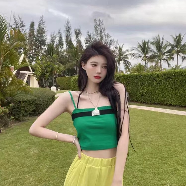 SUXI Áo Croptop Hai Dây Dáng Ôm Thời Trang Mùa Hè Dành Cho Nữ