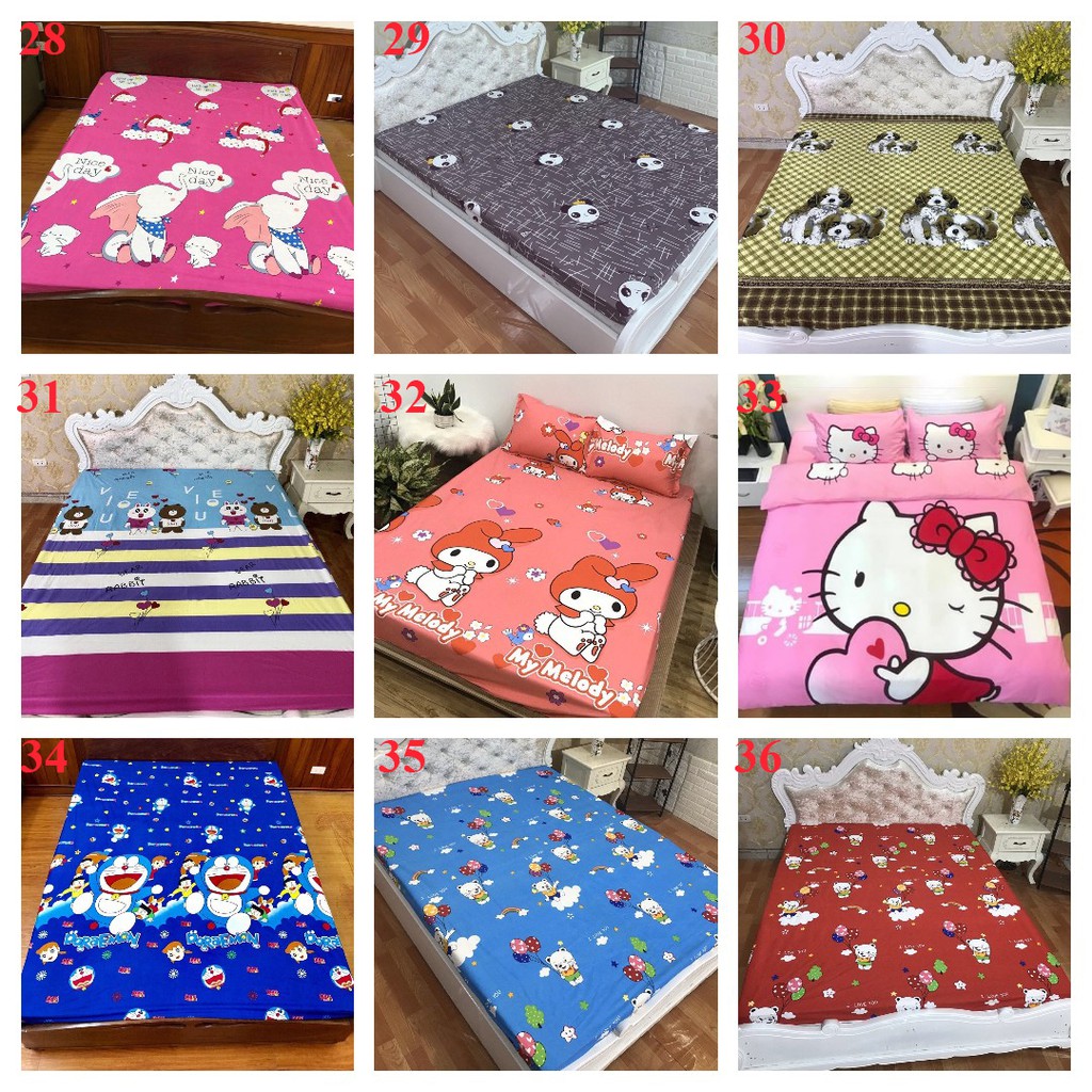 Ga chống thấm cotton,free ship,đủ kích thước,mẫu doremon mới