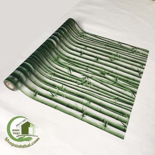 Giấy dán kính cây trúc màu xanh, [ 50cm x khổ 90cm ] có sẵn keo