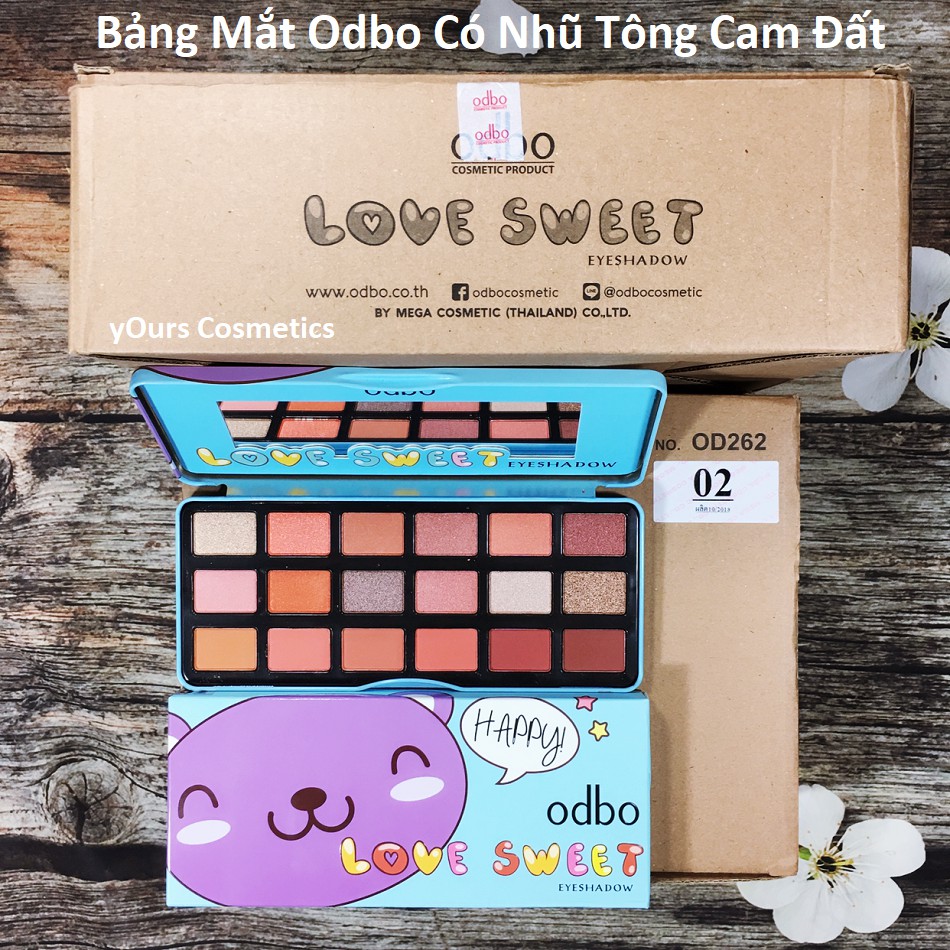 [Auth Thái] Bảng Màu Mắt Odbo Có Nhũ Tông Cam Đất Love Sweet hộp xanh - Bảng Phấn Mắt Odbo Tông Đỏ Đất có nhũ Đỏ Cam | BigBuy360 - bigbuy360.vn