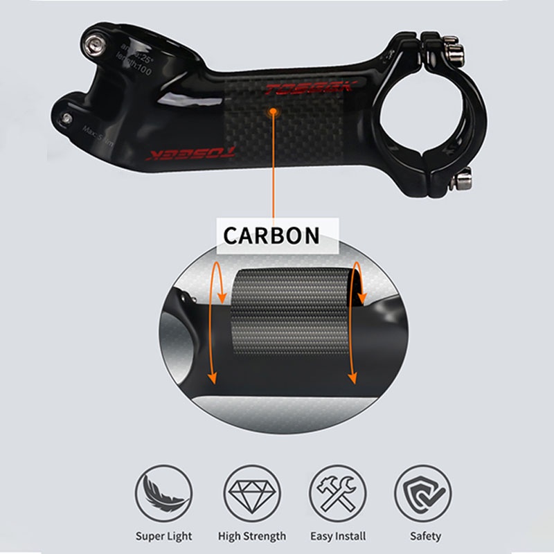 Trục Ghi Đông Xe Đạp 6 17 25 35 Độ 70 80 90 100mm Bằng Sợi Carbon Siêu Nhẹ