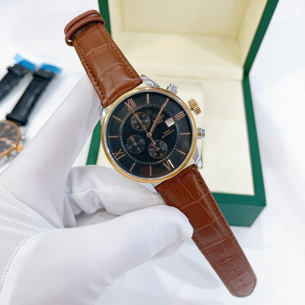Đồng hồ nam dây da T.i.s s.o.t, size 44mm,tính tráng Sapphire thống trà, máy pin, chống nước 3ATM, bảo hành máy 6 tháng