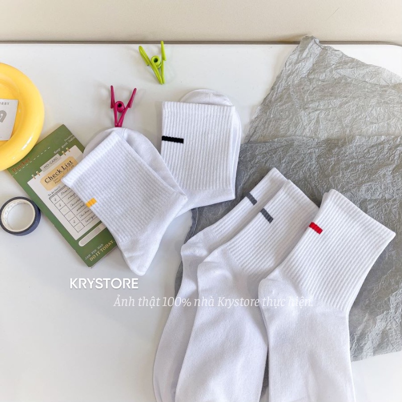 Set 5 đôi tất vớ thanh màu nam nữ cotton basic Krystore , vớ thể thao chất đẹp ST04