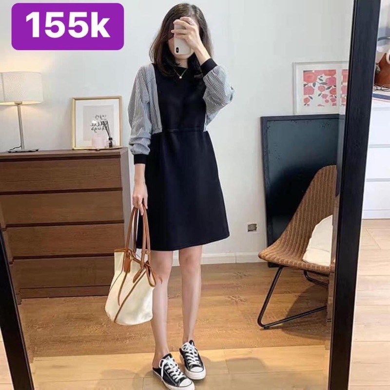 Váy thun phối kẻ siêu xinh