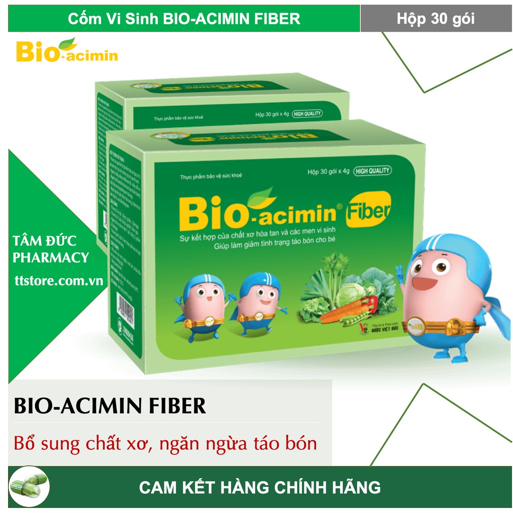 BIO-ACIMIN FIBER [Hộp 30 gói] - Cốm vi sinh Bioacimin bổ sung chất xơ tự nhiên, ngăn ngừa táo bón cho bé