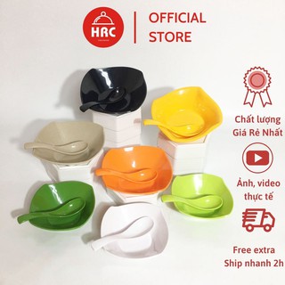 Mua Bát đựng chè  tô chè vuông nhựa melamine kèm thìa đủ màu
