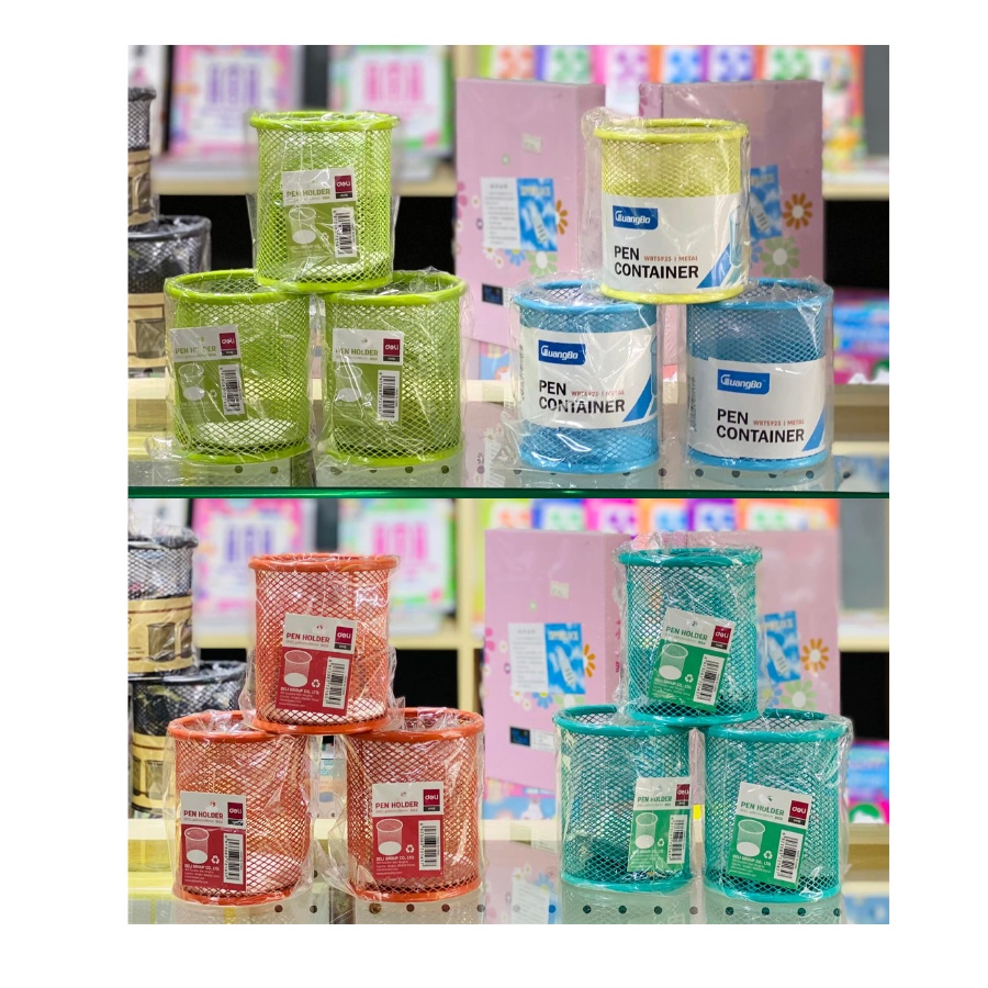 Hũ Giỏ Đựng Bút Lưới Sắt Để Bàn - Ống Lọ Cắm Bút Kim Loại Văn Phòng Phẩm 9153