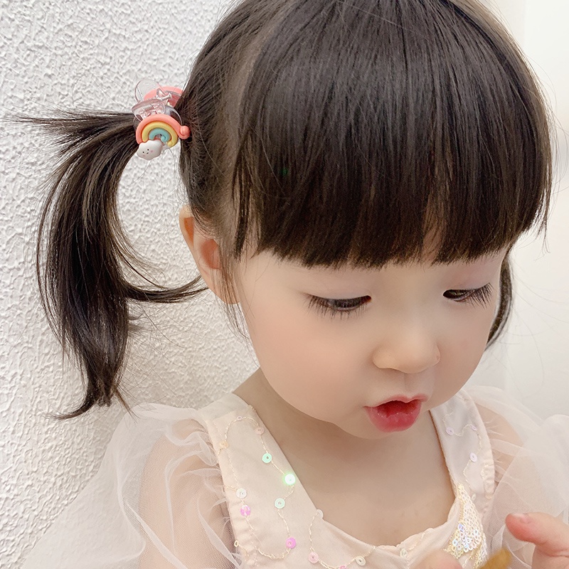 Kẹp Tóc Tròn Mini Nhiều Màu Sắc Họa Tiết Hoạt Hình Dễ Thương Cho Bé Gái