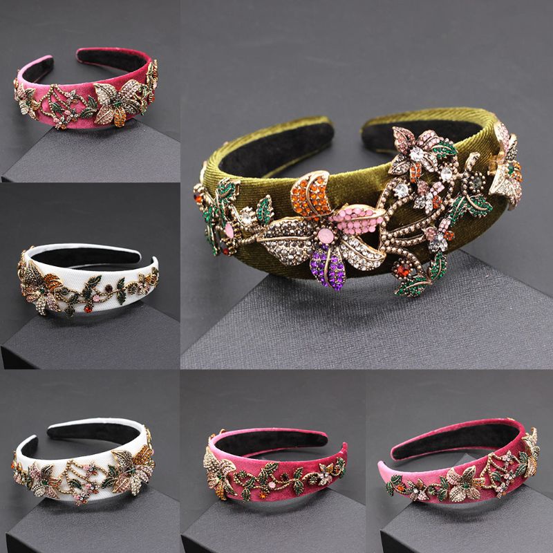 Flgo Băng Đô Cài Tóc Bản Rộng Đính Đá Thời Trang Sang Trọng