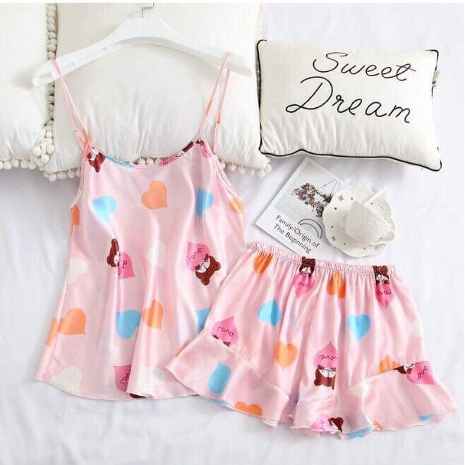 Đồ bộ đùi 2 dây lụa cao cấp siêu kute | BigBuy360 - bigbuy360.vn