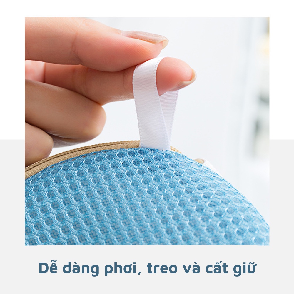 Túi giặt quần áo đồ lót máy giặt chất liệu lưới 3 lớp có khóa hình thêu phân loại tiện lợi nhiều màu