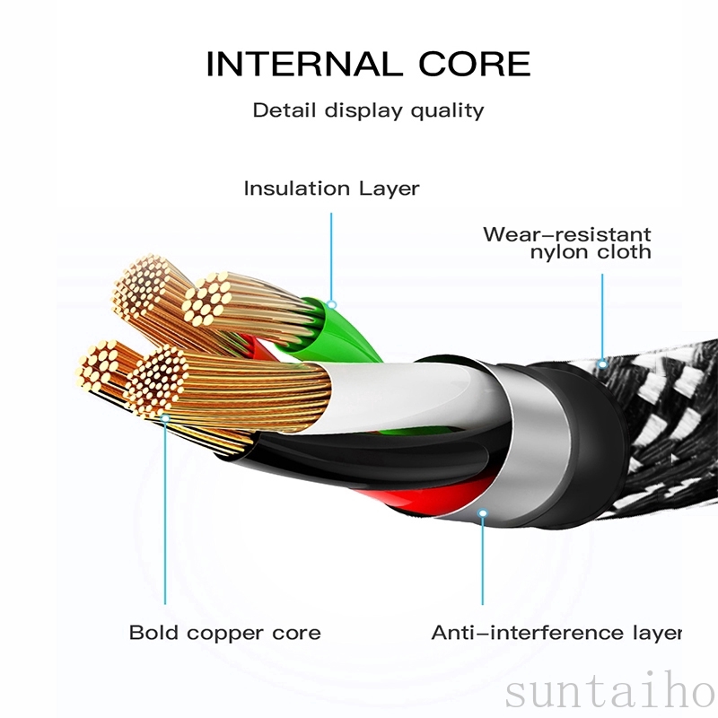 Cáp từ tính sạc nhanh SUNTAIHO 3A cao cấp Android Micro USB Type C cho iPhone 12 Pro Max Samsung S20